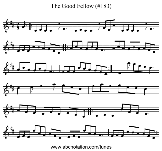 Good Fellow (#183), The - staff notation