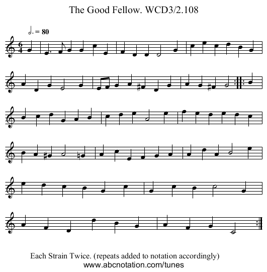 Good Fellow. WCD3/2.108, The - staff notation
