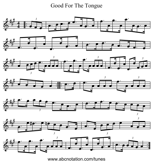 Good For The Tongue - staff notation