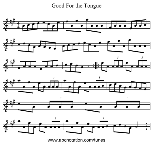 Good For the Tongue - staff notation
