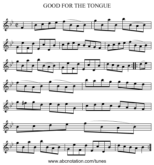 GOOD FOR THE TONGUE - staff notation