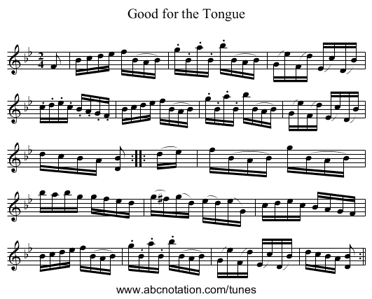 Good for the Tongue - staff notation