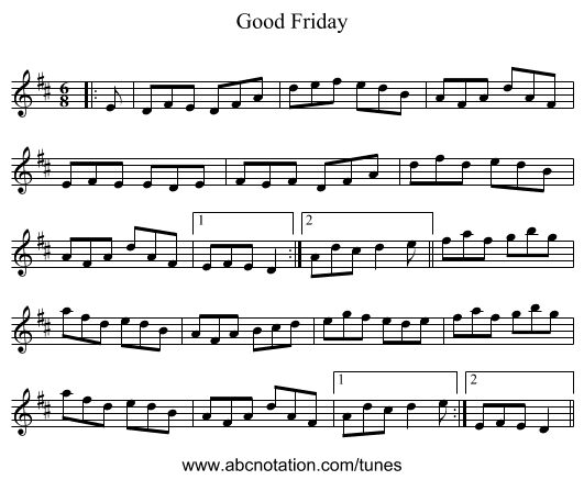 Good Friday - staff notation