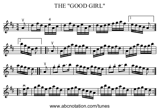 GOOD GIRL, THE - staff notation