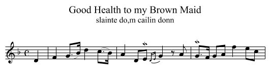 Good Health to my Brown Maid - staff notation