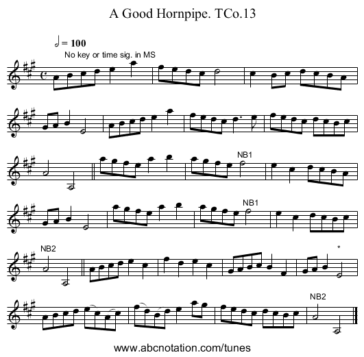 Good Hornpipe. TCo.13, A - staff notation
