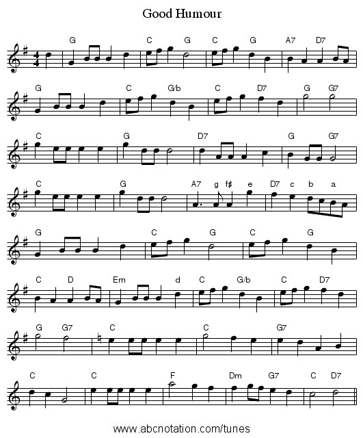 Good Humour - staff notation