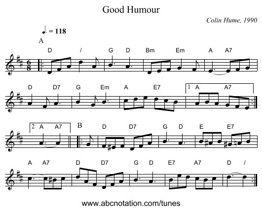 Good Humour - staff notation