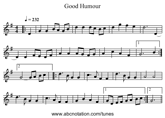 Good Humour - staff notation