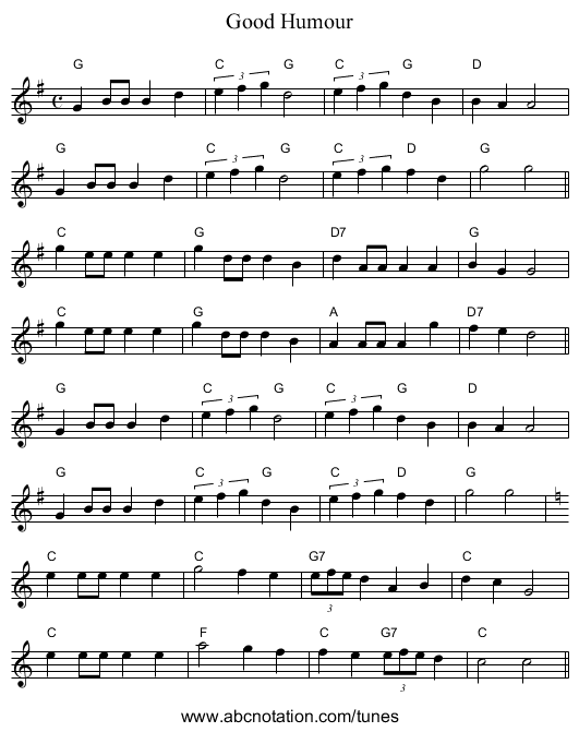Good Humour - staff notation
