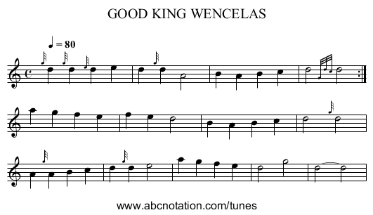 GOOD KING WENCELAS - staff notation