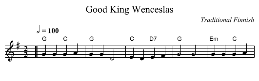 Good King Wenceslas - staff notation