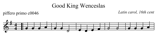 Good King Wenceslas - staff notation