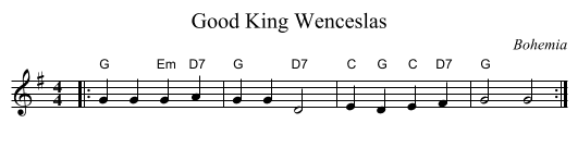 Good King Wenceslas - staff notation