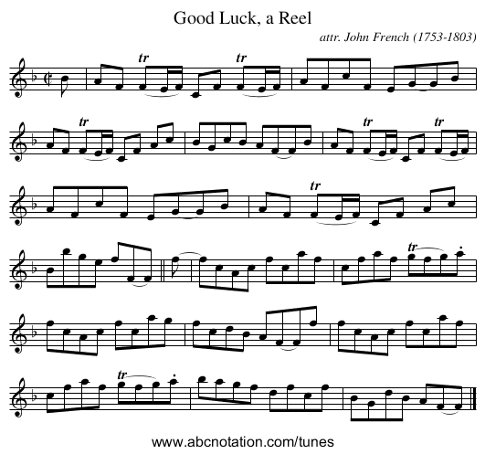 Good Luck, a Reel - staff notation
