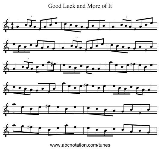 Good Luck and More of It - staff notation