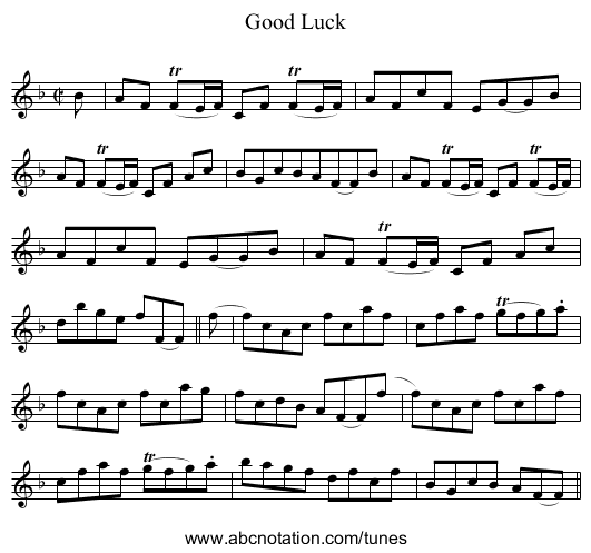 Good Luck - staff notation