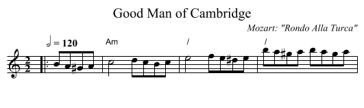 Good Man of Cambridge - staff notation