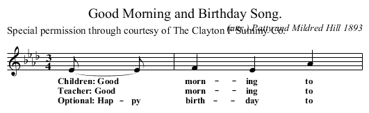 Good Morning and Birthday Song. - staff notation