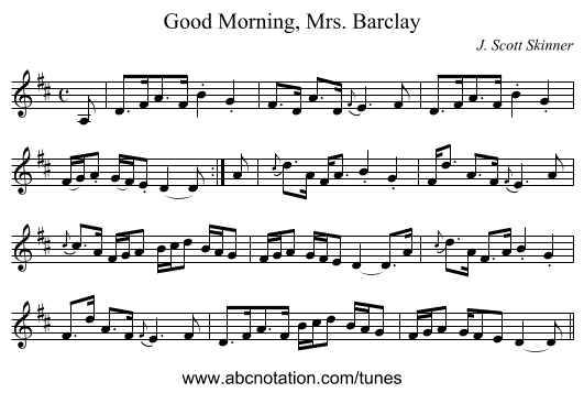 Good Morning, Mrs. Barclay - staff notation