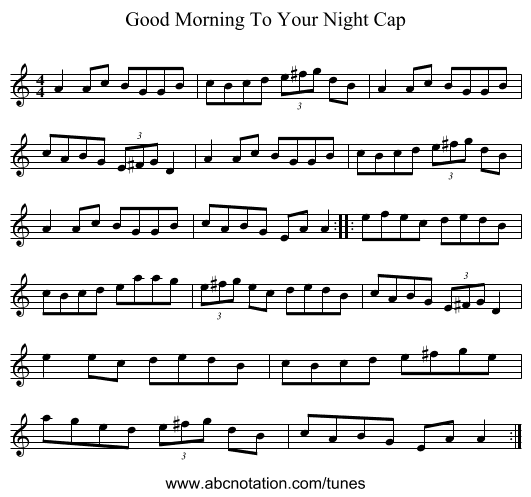 Good Morning To Your Night Cap - staff notation