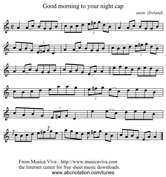 Good morning to your night cap - staff notation