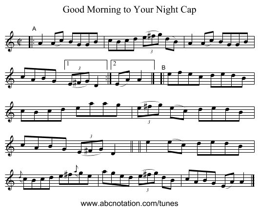 Good Morning to Your Night Cap - staff notation