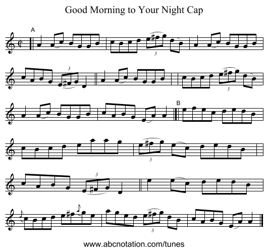 Good Morning to Your Night Cap - staff notation
