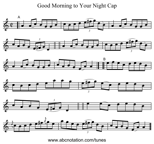 Good Morning to Your Night Cap - staff notation