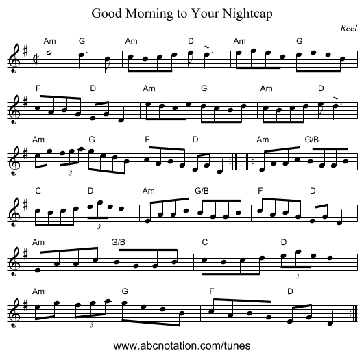 Good Morning to Your Nightcap - staff notation