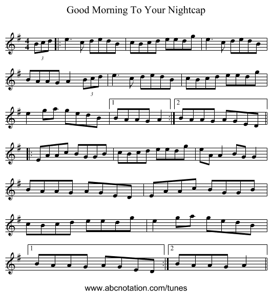 Good Morning To Your Nightcap - staff notation