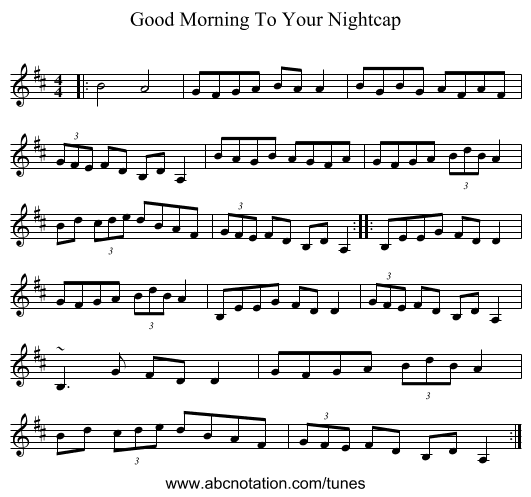Good Morning To Your Nightcap - staff notation