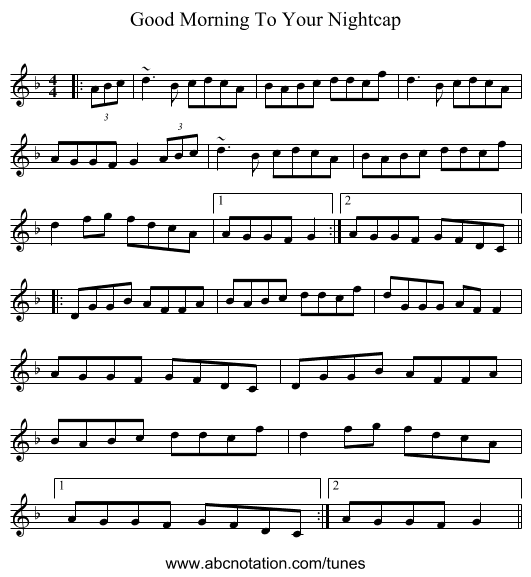 Good Morning To Your Nightcap - staff notation