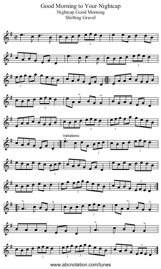 Good Morning to Your Nightcap - staff notation