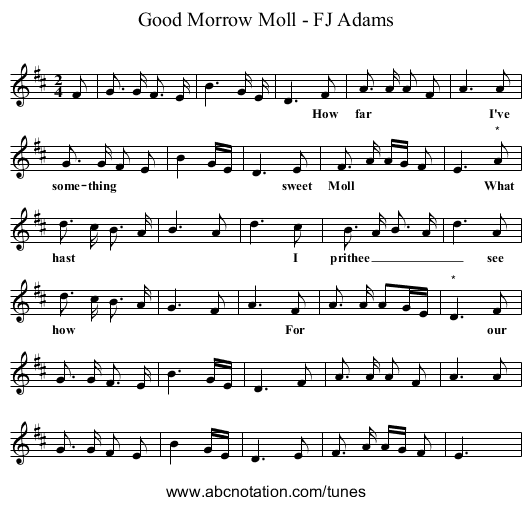 Good Morrow Moll - FJ Adams - staff notation