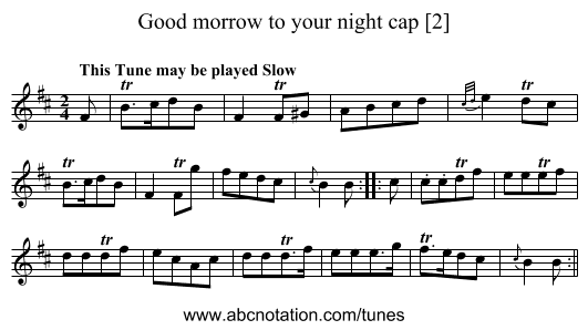 Good morrow to your night cap [2] - staff notation