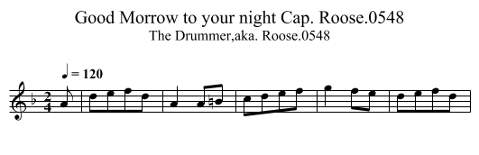 Good Morrow to your night Cap. Roose.0548 - staff notation