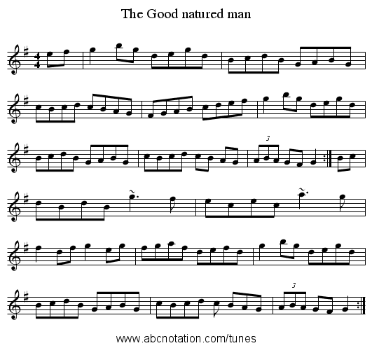 Good natured man, The - staff notation