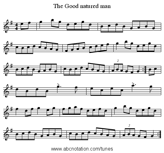 Good natured man, The - staff notation