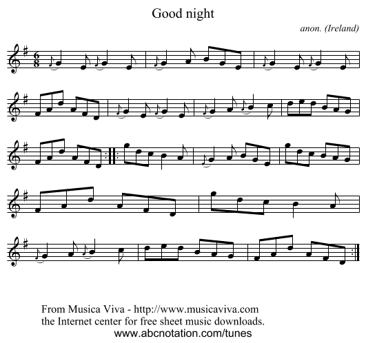 Good night - staff notation