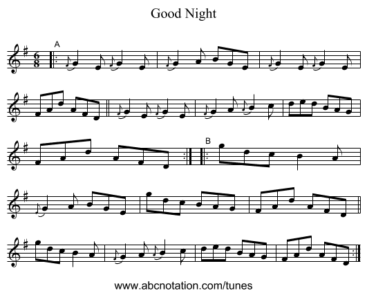 Good Night - staff notation