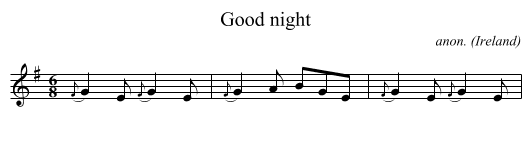 Good night - staff notation