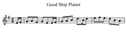 Good Ship Planet - staff notation
