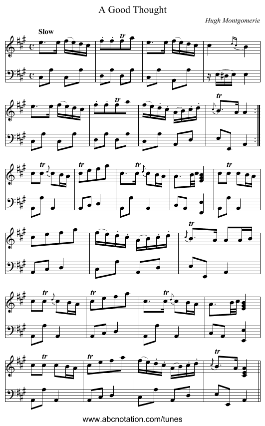Good Thought, A - staff notation