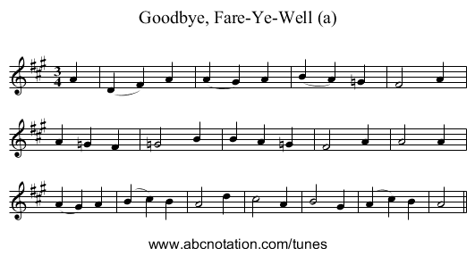 Goodbye, Fare-Ye-Well (a) - staff notation