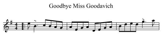 Goodbye Miss Goodavich - staff notation