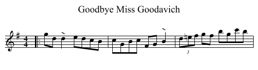 Goodbye Miss Goodavich - staff notation