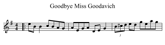 Goodbye Miss Goodavich - staff notation