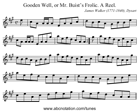 Gooden Well, or Mr. Buist’s Frolic. A Reel. - staff notation