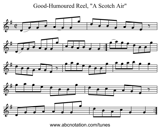 Good-Humoured Reel, A Scotch Air - staff notation